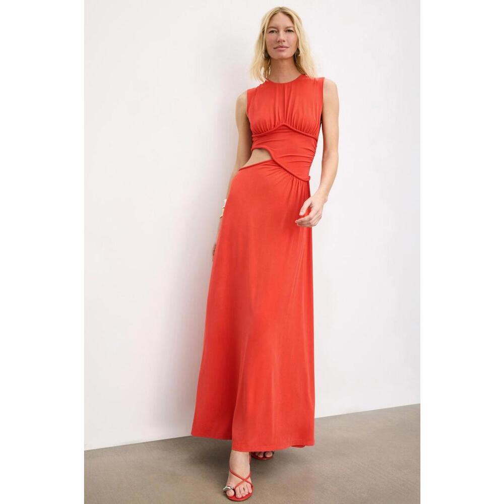 MISHA Red Sierra Jersey Gown Size S with Hole